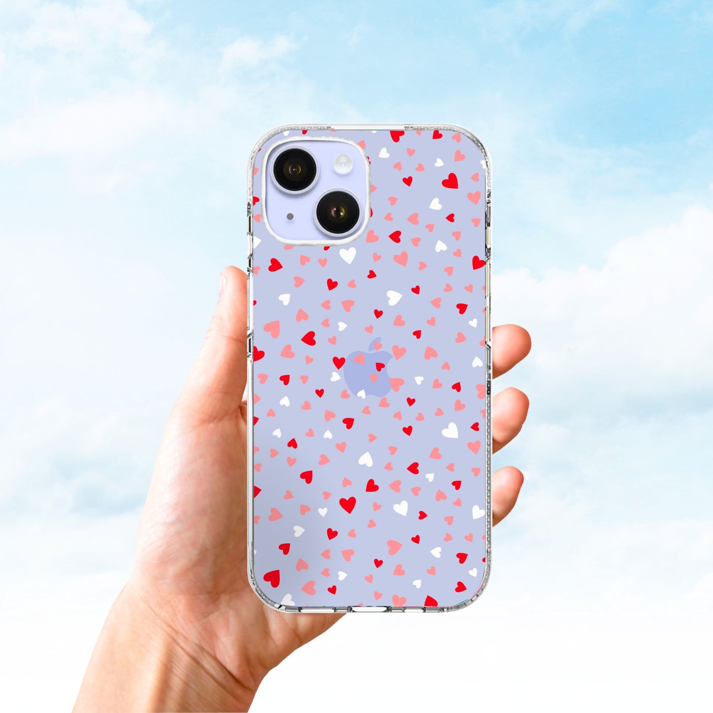Clear Silicone Case Heart confetti pattern