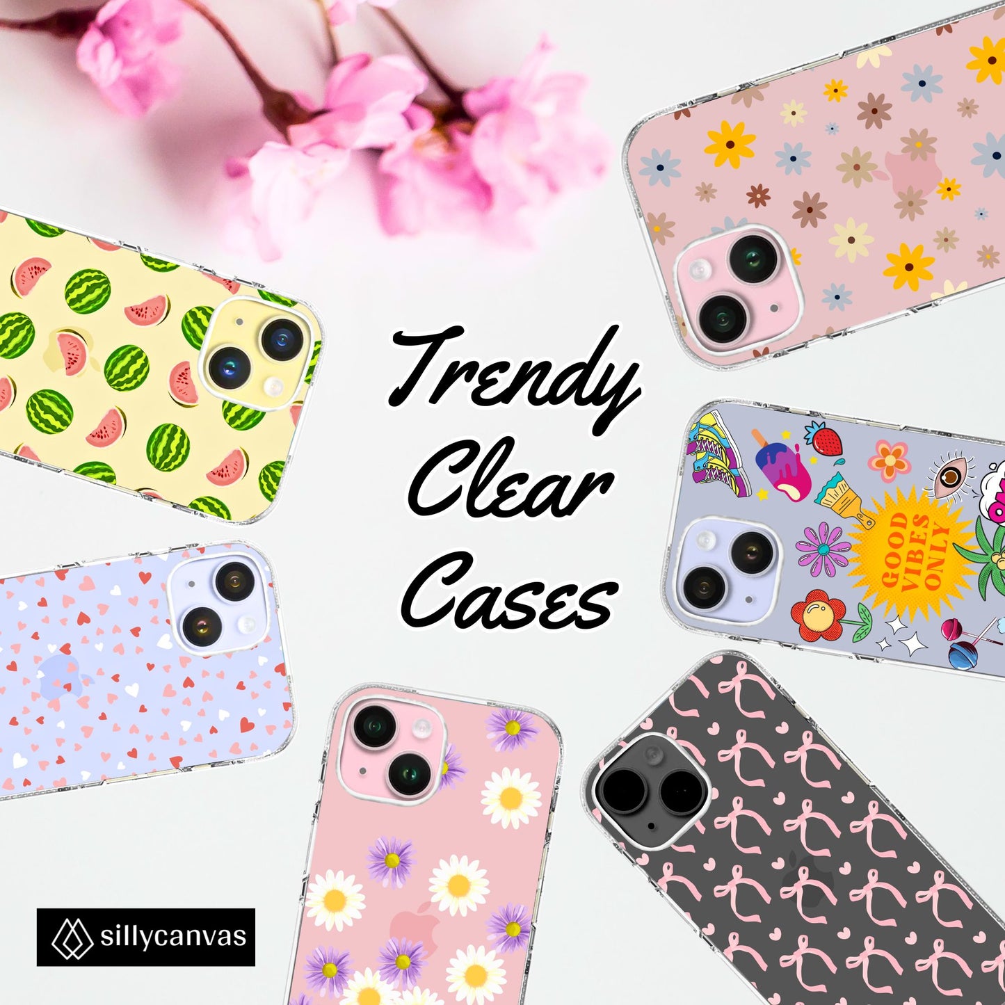 Clear Silicone Case Heart confetti pattern