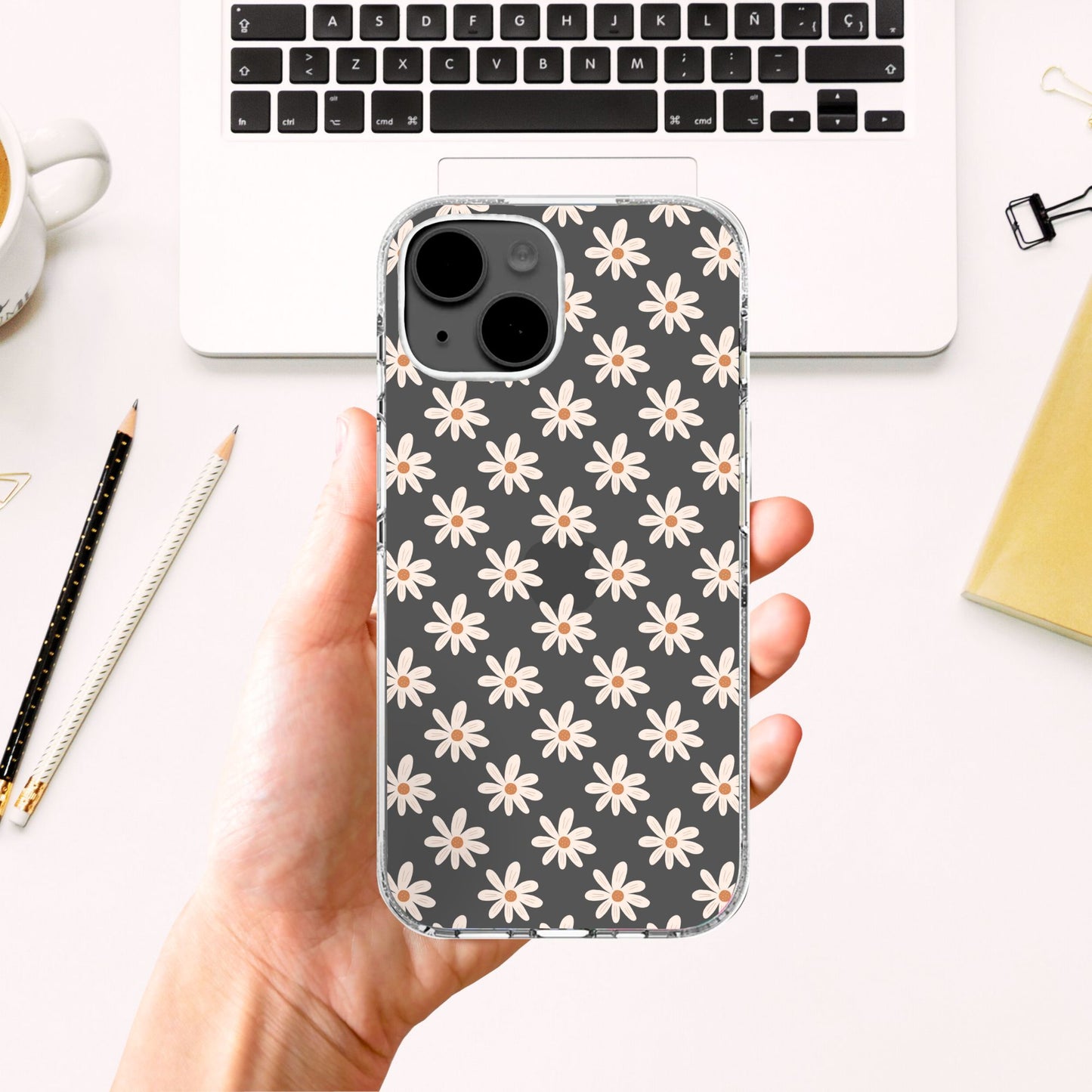 Clear Silicone Case daisies pattern