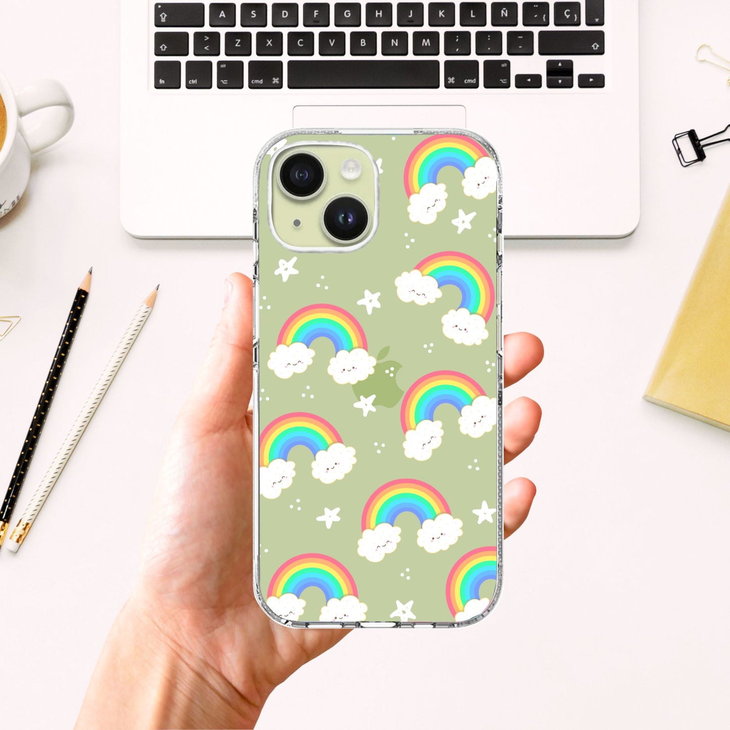 Clear Silicone Case Cute Rainbow
