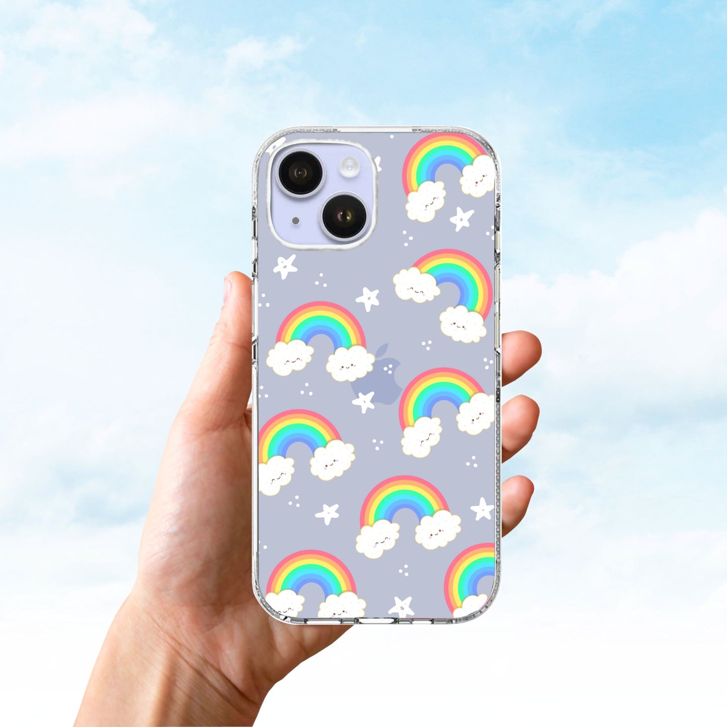Clear Silicone Case Cute Rainbow