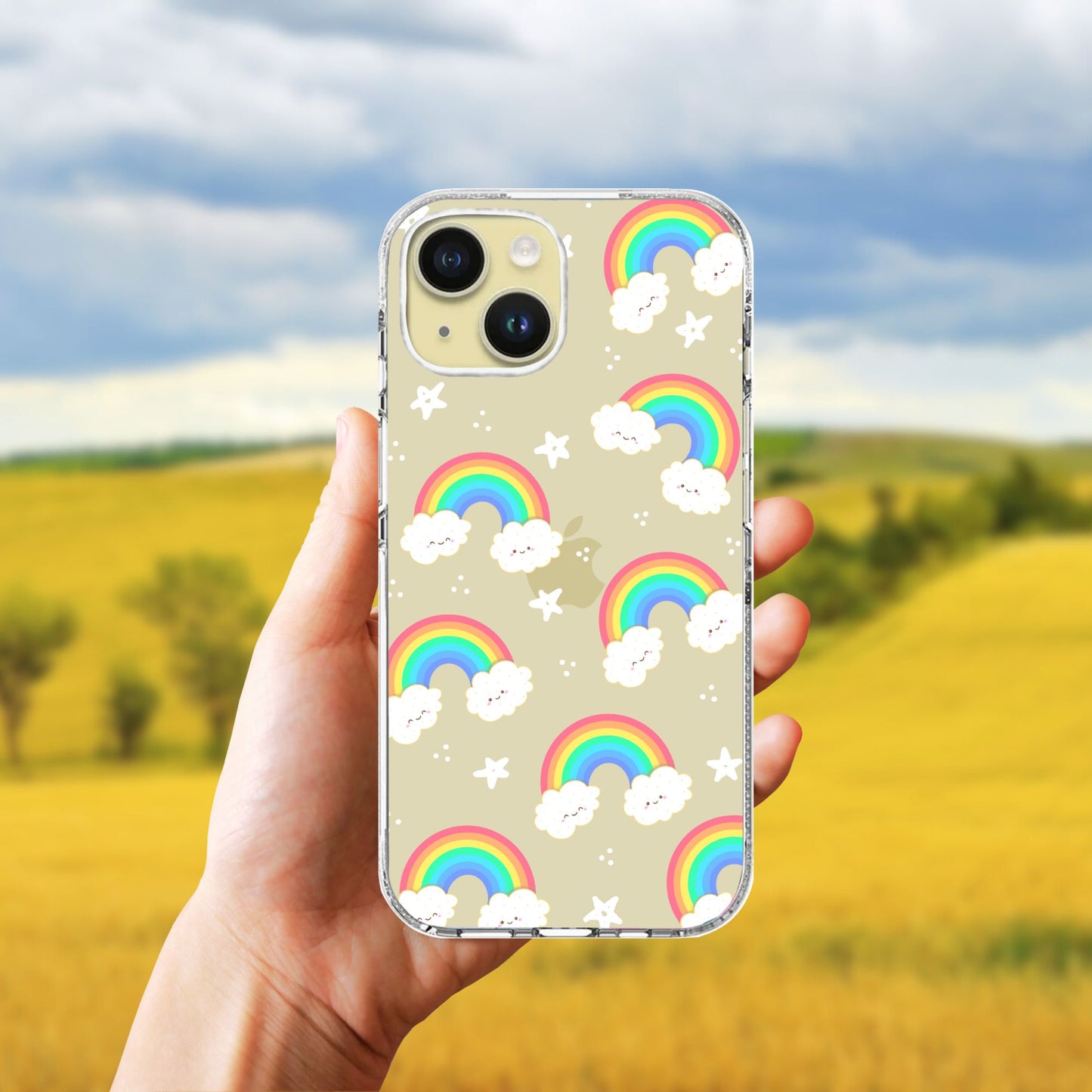 Clear Silicone Case Cute Rainbow