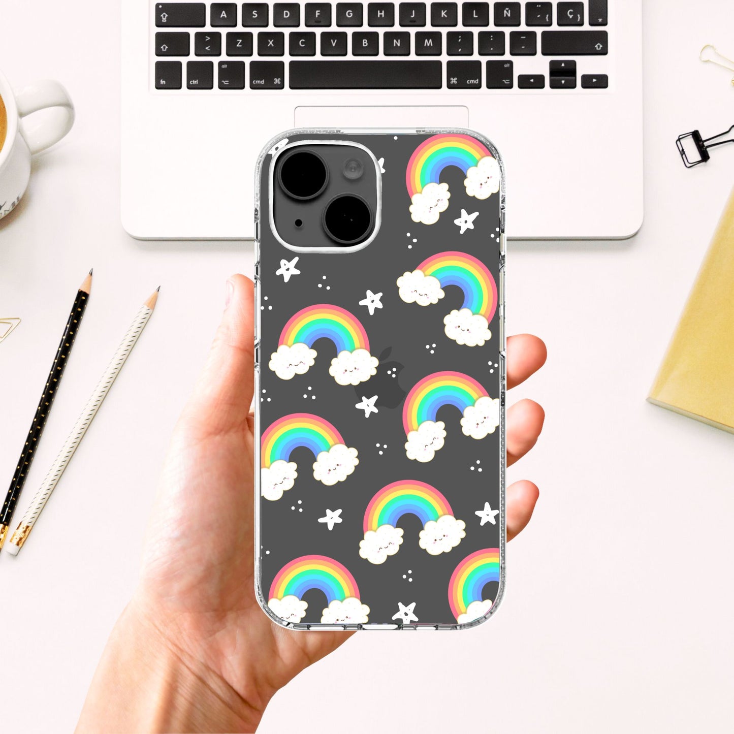 Clear Silicone Case Cute Rainbow