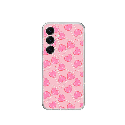 Heart Candy Pattern Pink Silicone Phone Case