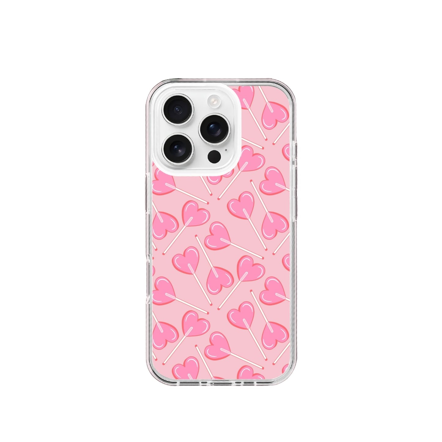 Heart Candy Pattern Pink Silicone Phone Case