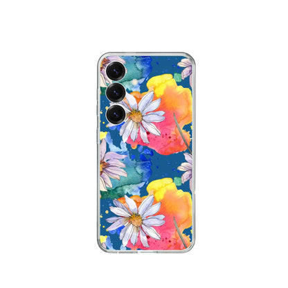 Watercolor Floral Silicone Phone Case Blue