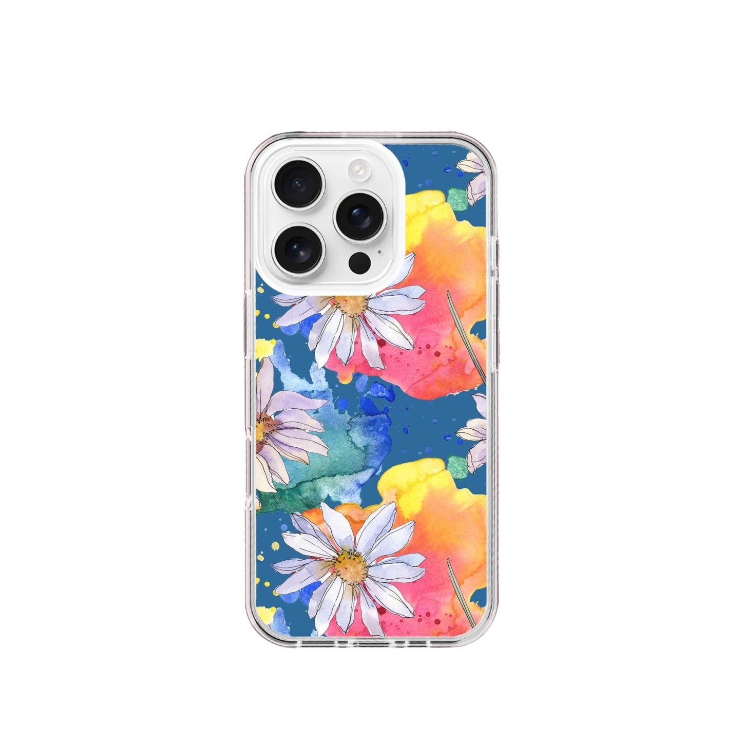 Watercolor Floral Silicone Phone Case Blue