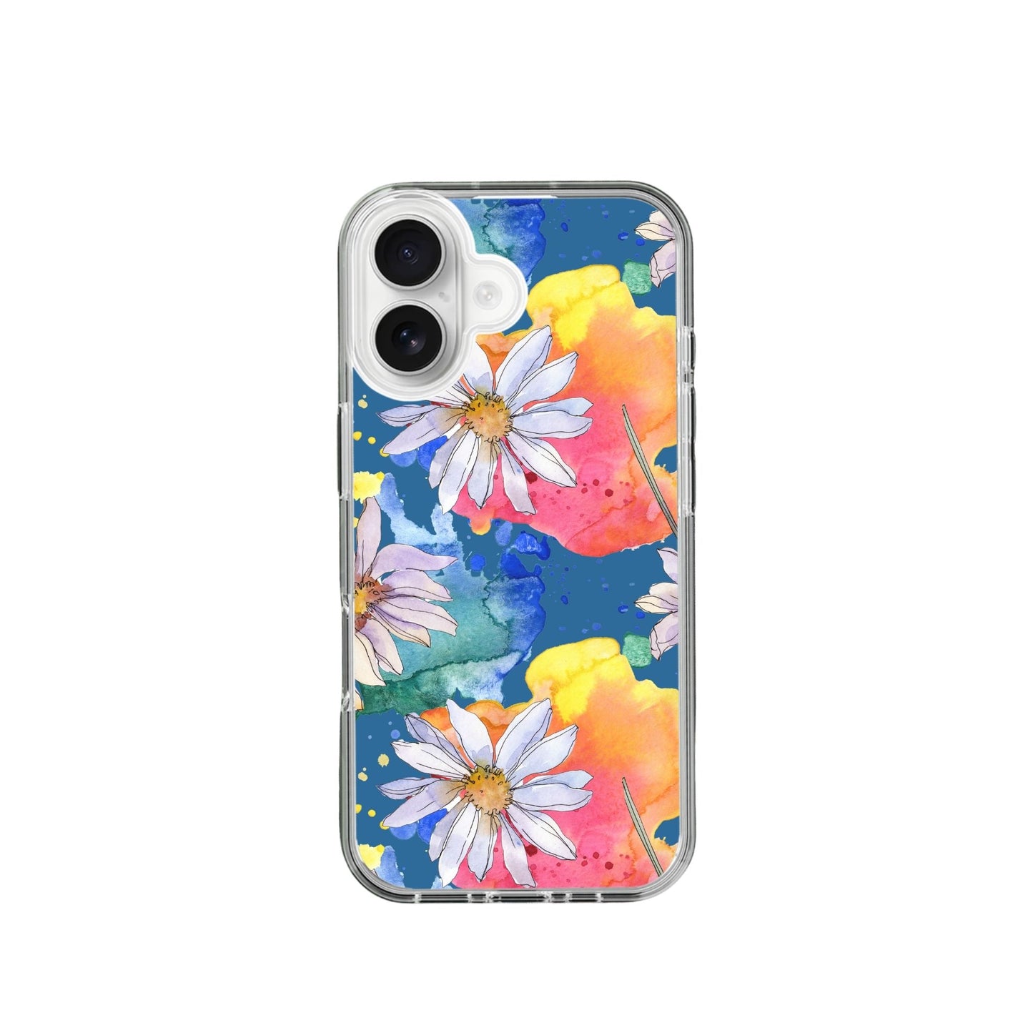 Watercolor Floral Silicone Phone Case Blue