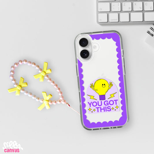 Silicone Clear Case with Yellow Bow Charm You Got This