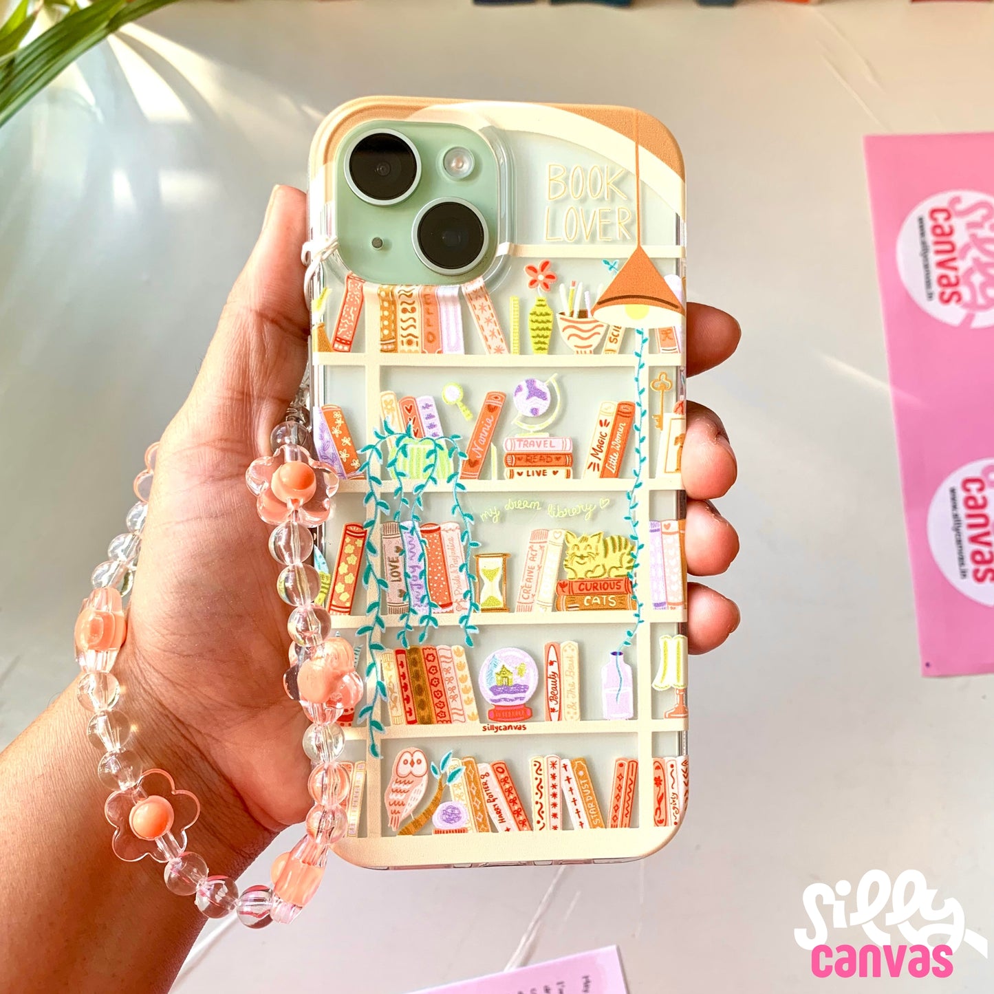 Silicone Clear Case with Orange Charm Booklovers Rustic
