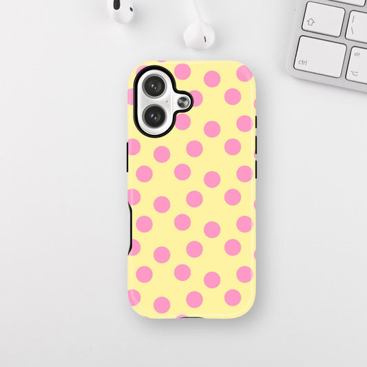 Pink on Yellow Polka Dots Armour Case
