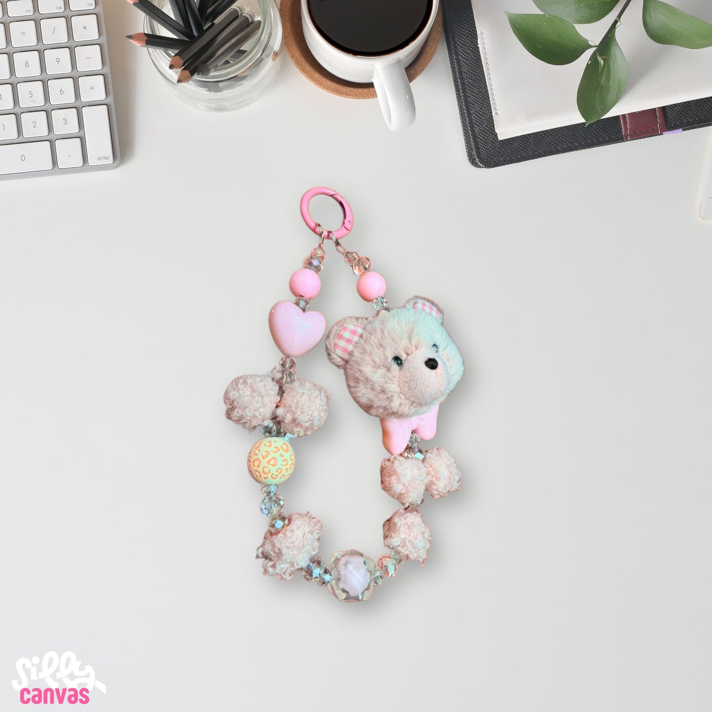 Strawberry Picnic Checks Charm Case - Silicone Clear Case with Charm