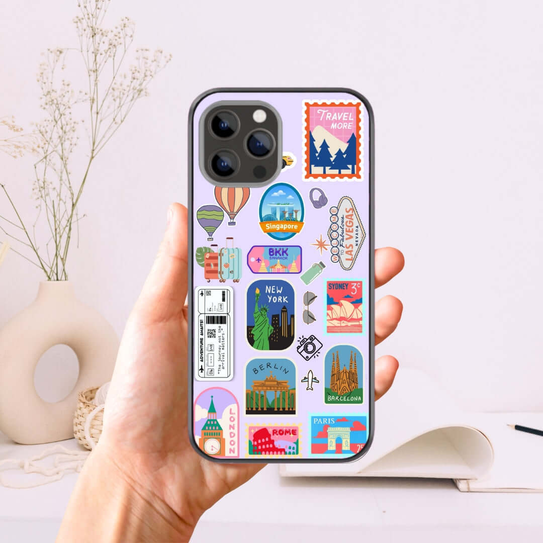World Traveller Sticker Glass & Hybrid Matte Phone Case