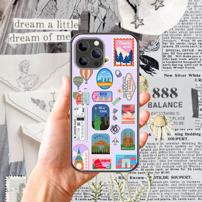World Traveller Sticker Glass & Hybrid Matte Phone Case