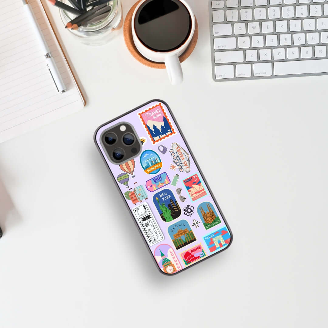 World Traveller Sticker Glass & Hybrid Matte Phone Case