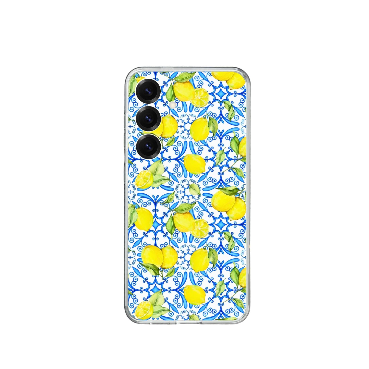 Lemon and Blue Tiles Silicone Phone Case