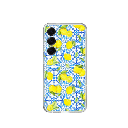 Lemon and Blue Tiles Silicone Phone Case