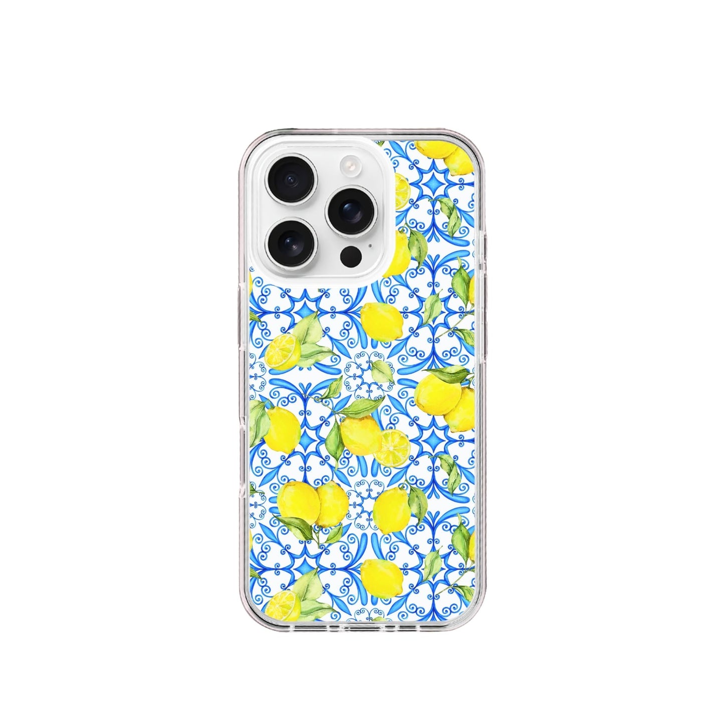 Lemon and Blue Tiles Silicone Phone Case