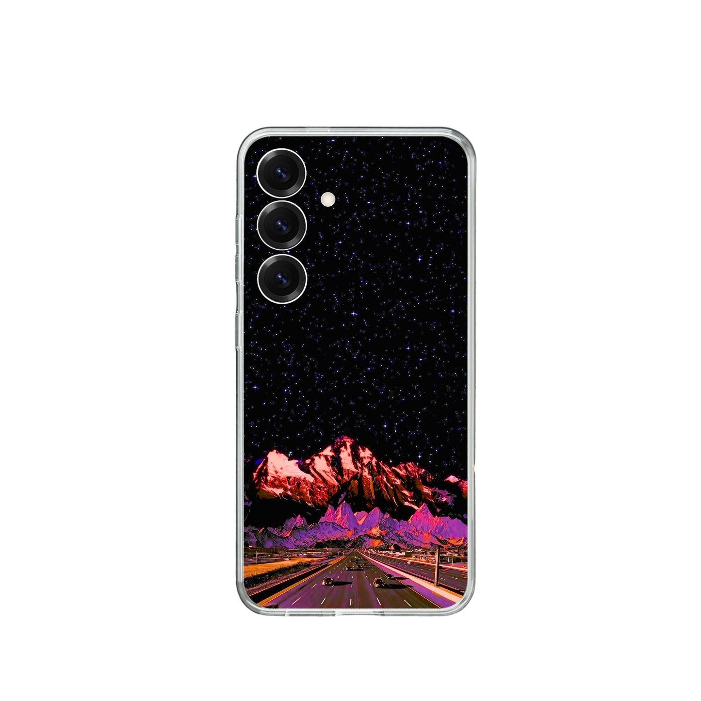 Starry Night Mountain Highway Silicone Phone Case