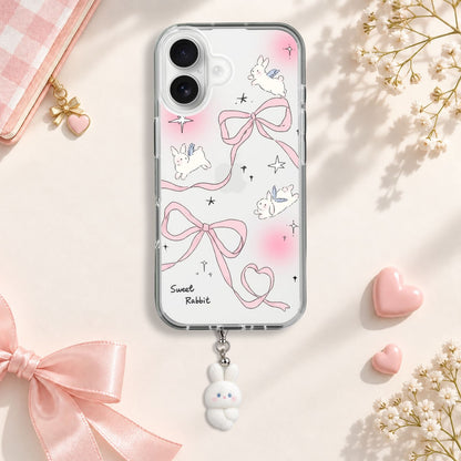 Sweet Rabbit Bow Silicone Case with Cute Charm