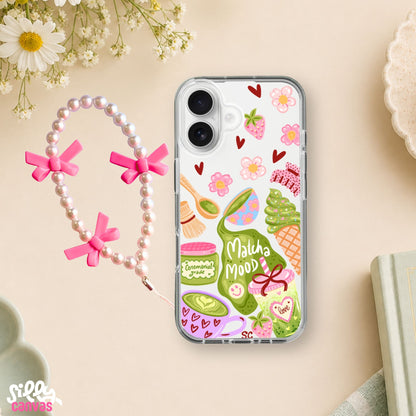 Matcha Mood Clear Silicone Case with Charm