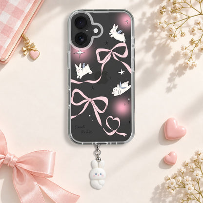 Sweet Rabbit Bow Silicone Case with Cute Charm