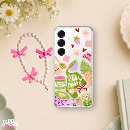 Matcha Mood Clear Silicone Case with Charm