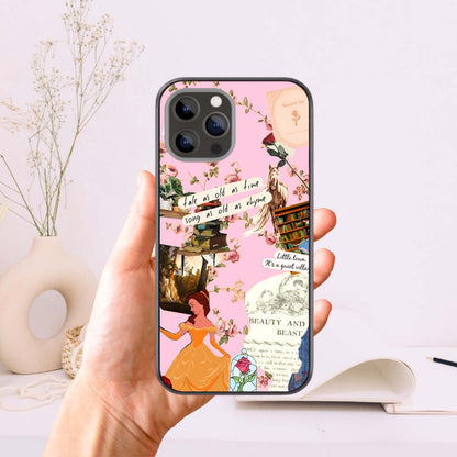 Beauty and the Beast Glass Case Pink