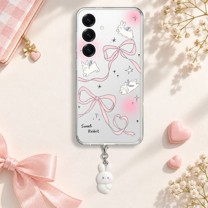 Sweet Rabbit Bow Silicone Case with Cute Charm
