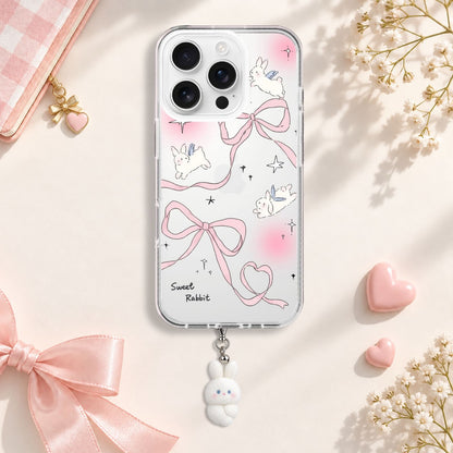Sweet Rabbit Bow Silicone Case with Cute Charm