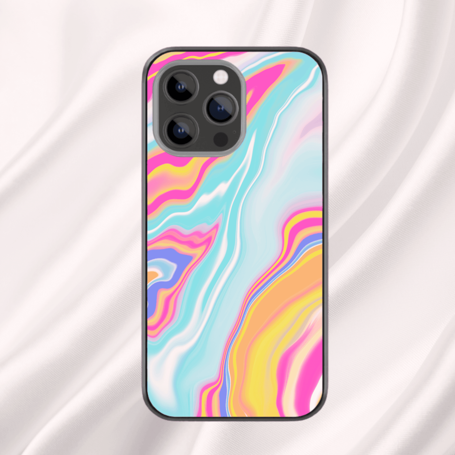 Marble Glass Phone Case Rainbow