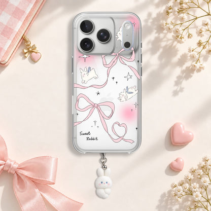Sweet Rabbit Bow Silicone Case with Cute Charm