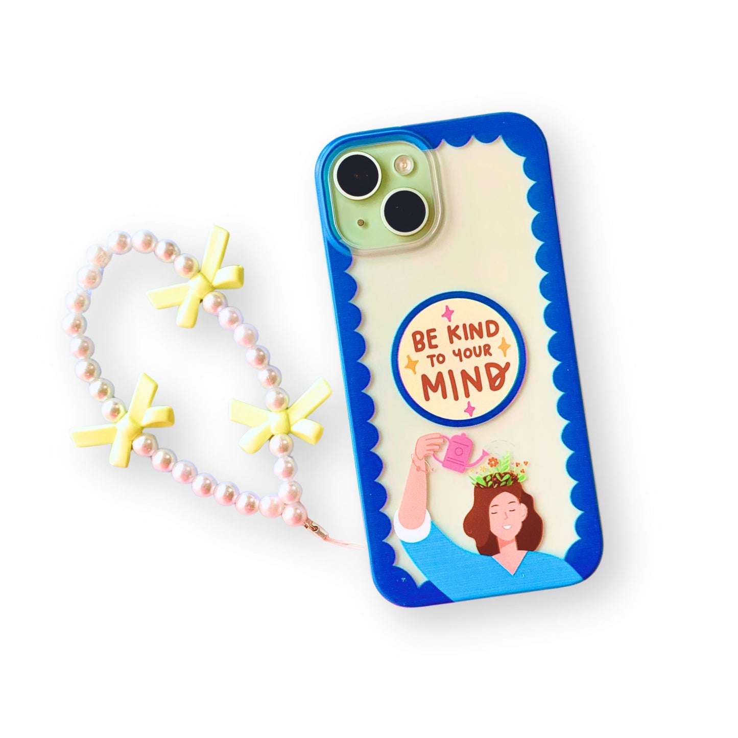 Silicone Clear Case with Yellow Bow Charm Be Kind to Your Mind