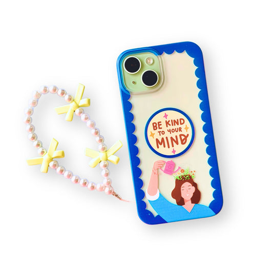 Silicone Clear Case with Yellow Bow Charm Be Kind to Your Mind