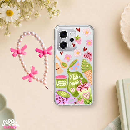 Matcha Mood Clear Silicone Case with Charm