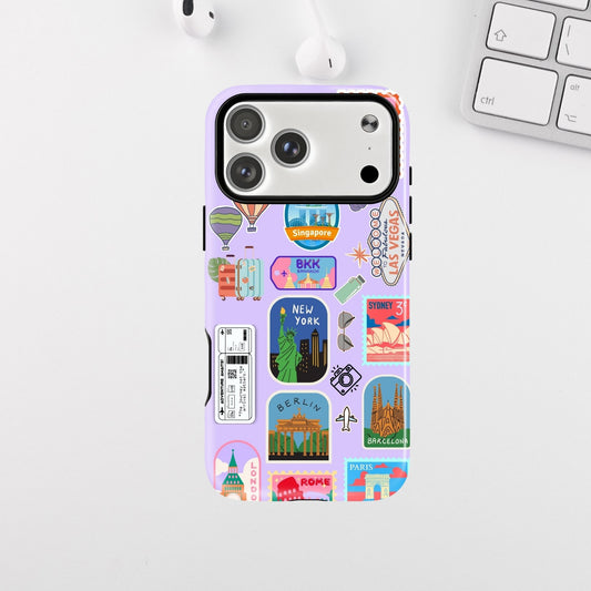 Purple Travel Stickers Armour Case