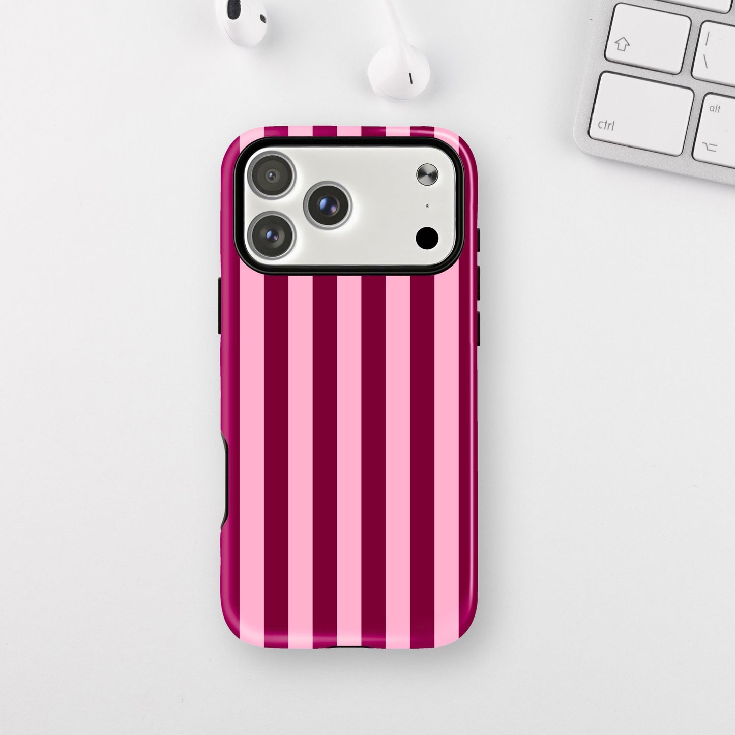 Burgundy Pink Stripes Armour Case