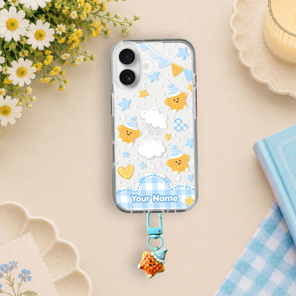 Cute Waffle Star Clear Silicone Phone Case with Small Charm