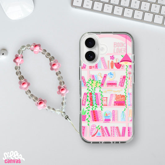 Silicone Clear Case with Pink Charm Booklovers Pink
