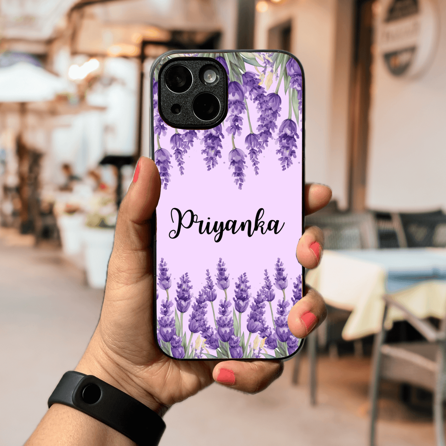 Custom Name Glass & Hybrid Matte Phone Case: Watercolor Lavender