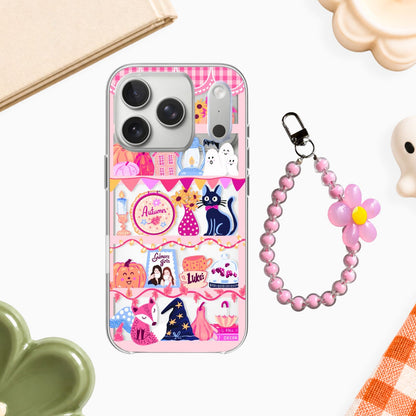 Cozy Autumn Shelfie Clear Silicone Case with Charm Pink