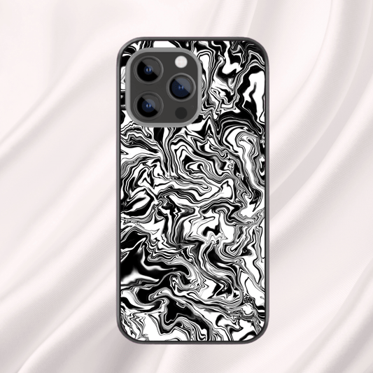 Elegant Marble Glass & Hybrid Matte Phone Case Black