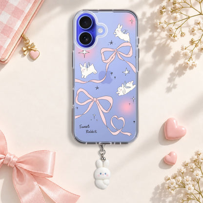 Sweet Rabbit Bow Silicone Case with Cute Charm