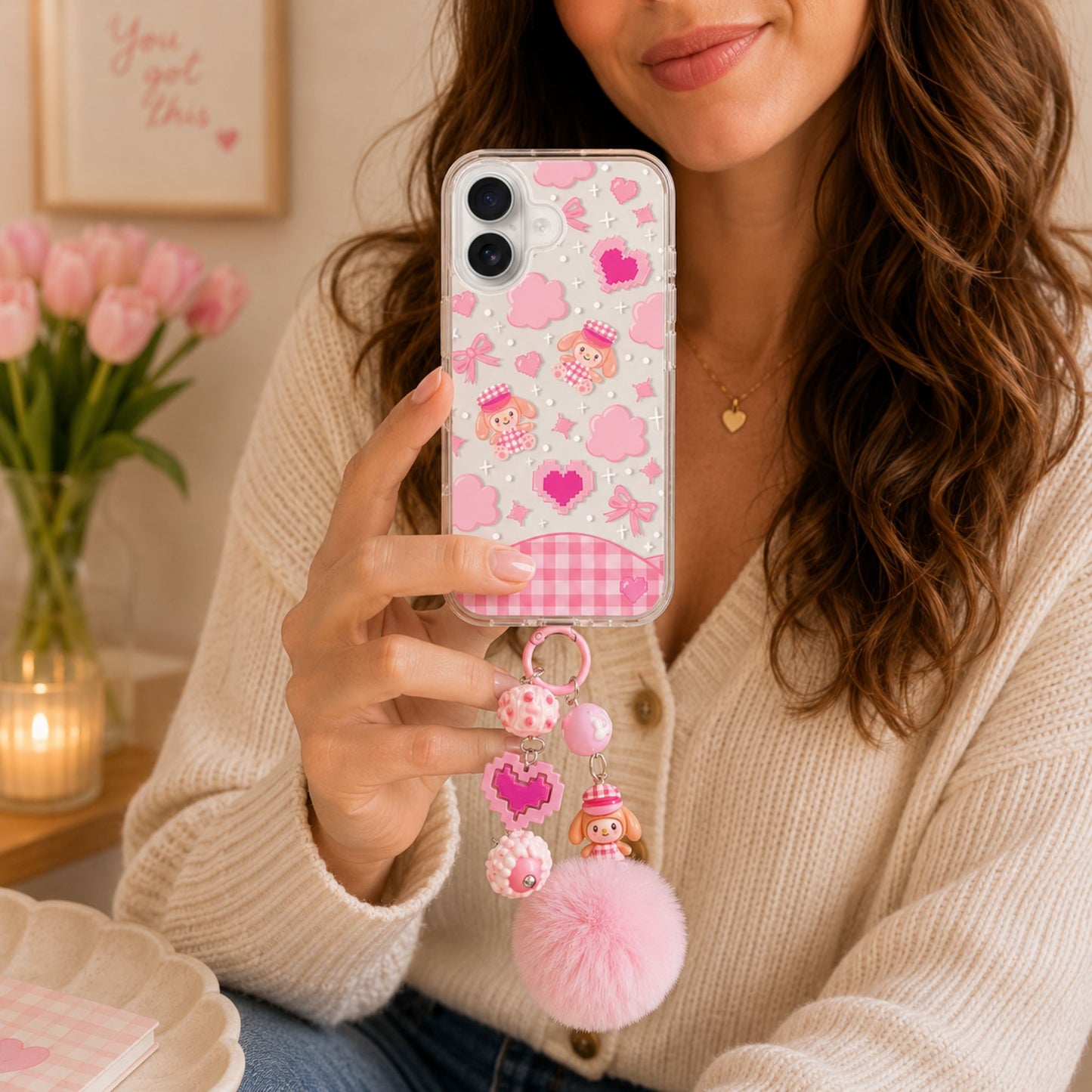 Kawaii Melody Clear Silicone Phone Case with Charm