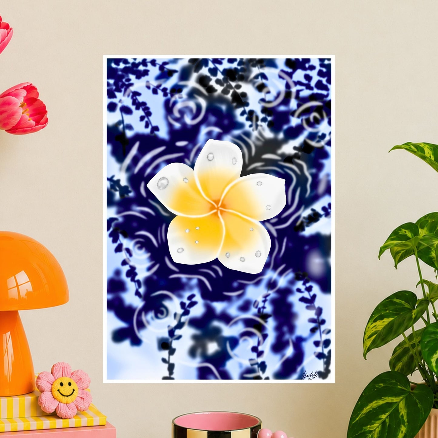Bright Flower in Rain Self Care Wall Art