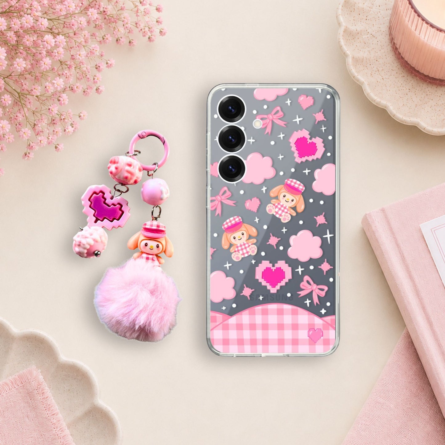 Kawaii Melody Clear Silicone Phone Case with Charm