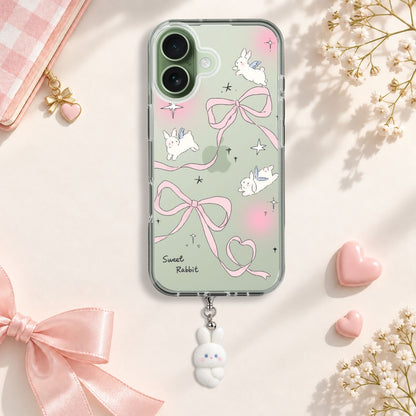 Sweet Rabbit Bow Silicone Case with Cute Charm