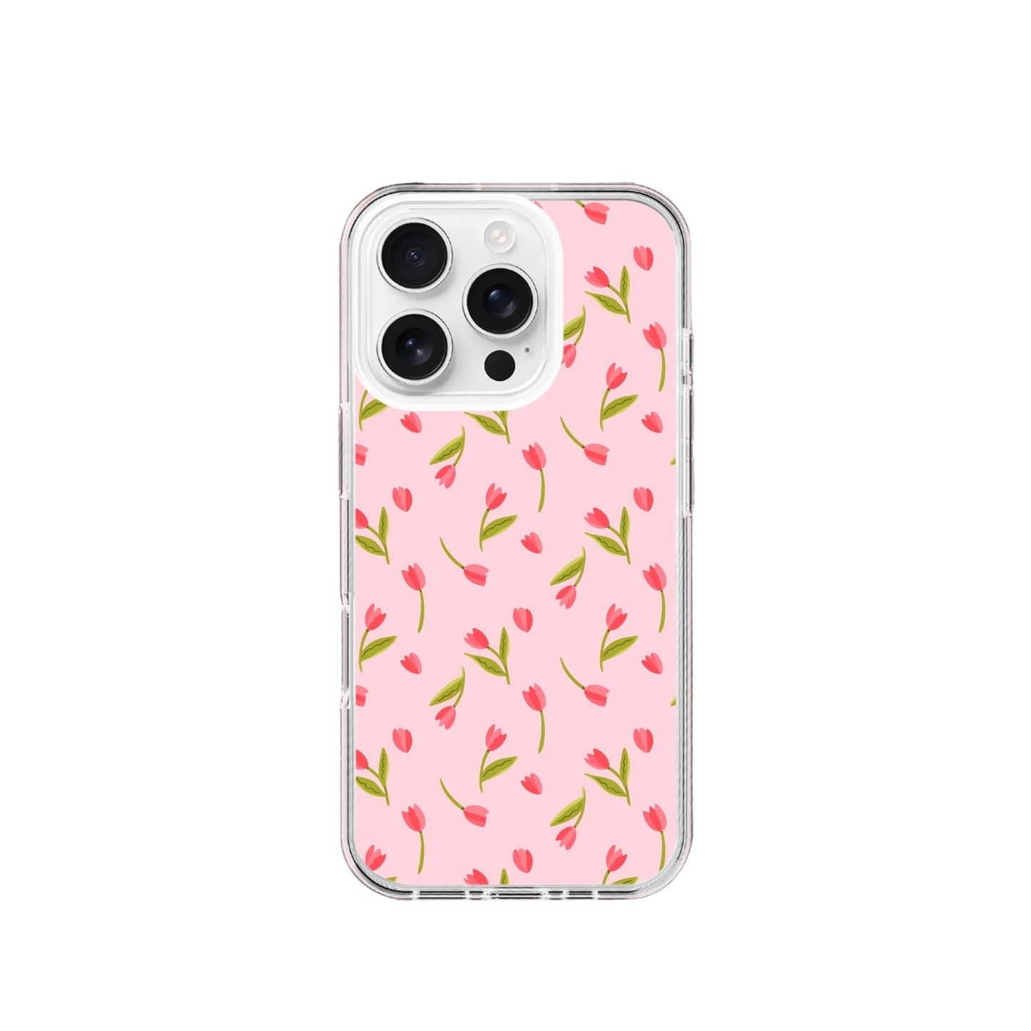 Tulip Pattern Pink Silicone Phone Case