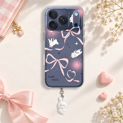 Sweet Rabbit Bow Silicone Case with Cute Charm