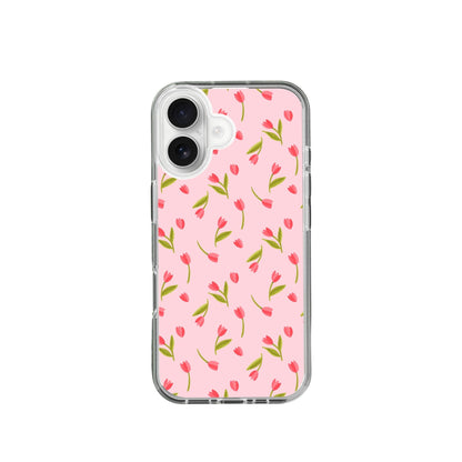 Tulip Pattern Pink Silicone Phone Case